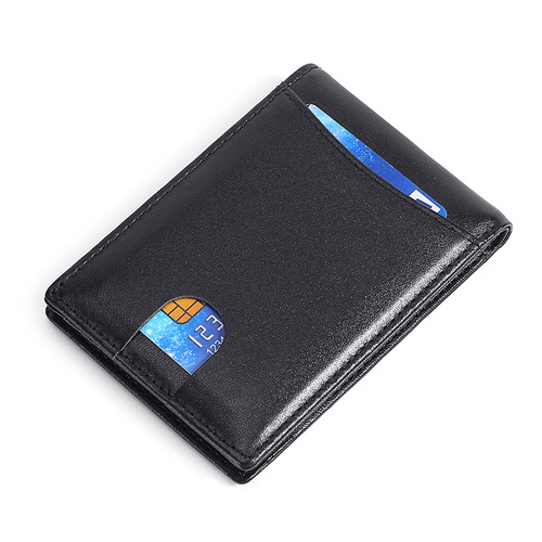 Amazon ultra-thin men's genuine leather wallet wholesale AliExpress European and American cowhide wallet RFID anti-magnetic card holder