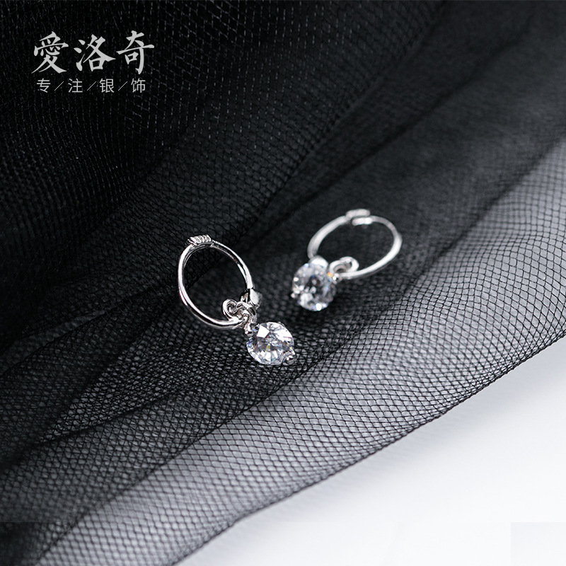 S925 botones de orejas de plata estilo coreano estilo simple temperamento de botones de orejas de diamante personalidad pequeña orejas G0560