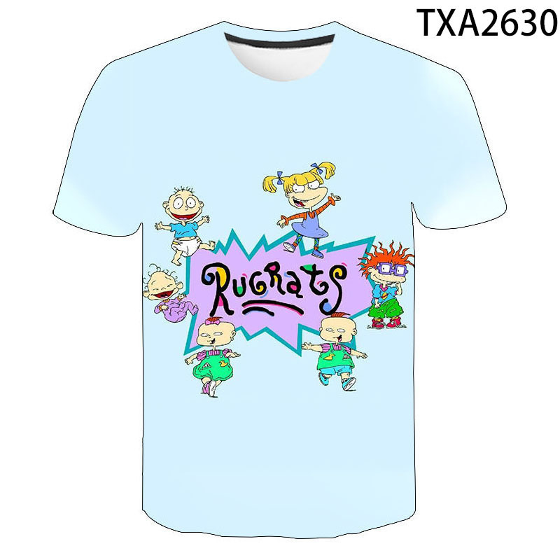 2020 fashion summer new rugrats kid Paris 3D digital printing all-match round neck T-shirt
