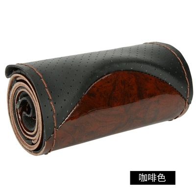 Crystal mahogany fashion sports hand sewn steering wheel cover four seasons suitable for car handle cover #8808 (Steering wheel cover) - microfiber-leather-perforated-brown-38cm