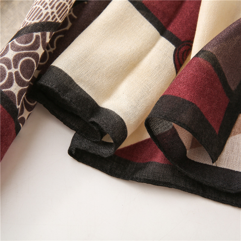 Seiden Schal Herbst Dünner Koreanischer Baumwoll-und Leinen Schal Für Frauen Dongdaemun Schal Mit Doppeltem Verwendung Zweck display picture 3