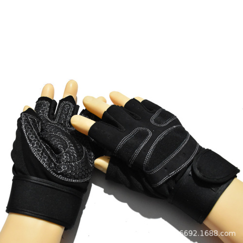 厂家直批举重单杠杠铃防起茧半指手套加长腕带透气防滑健身男女通