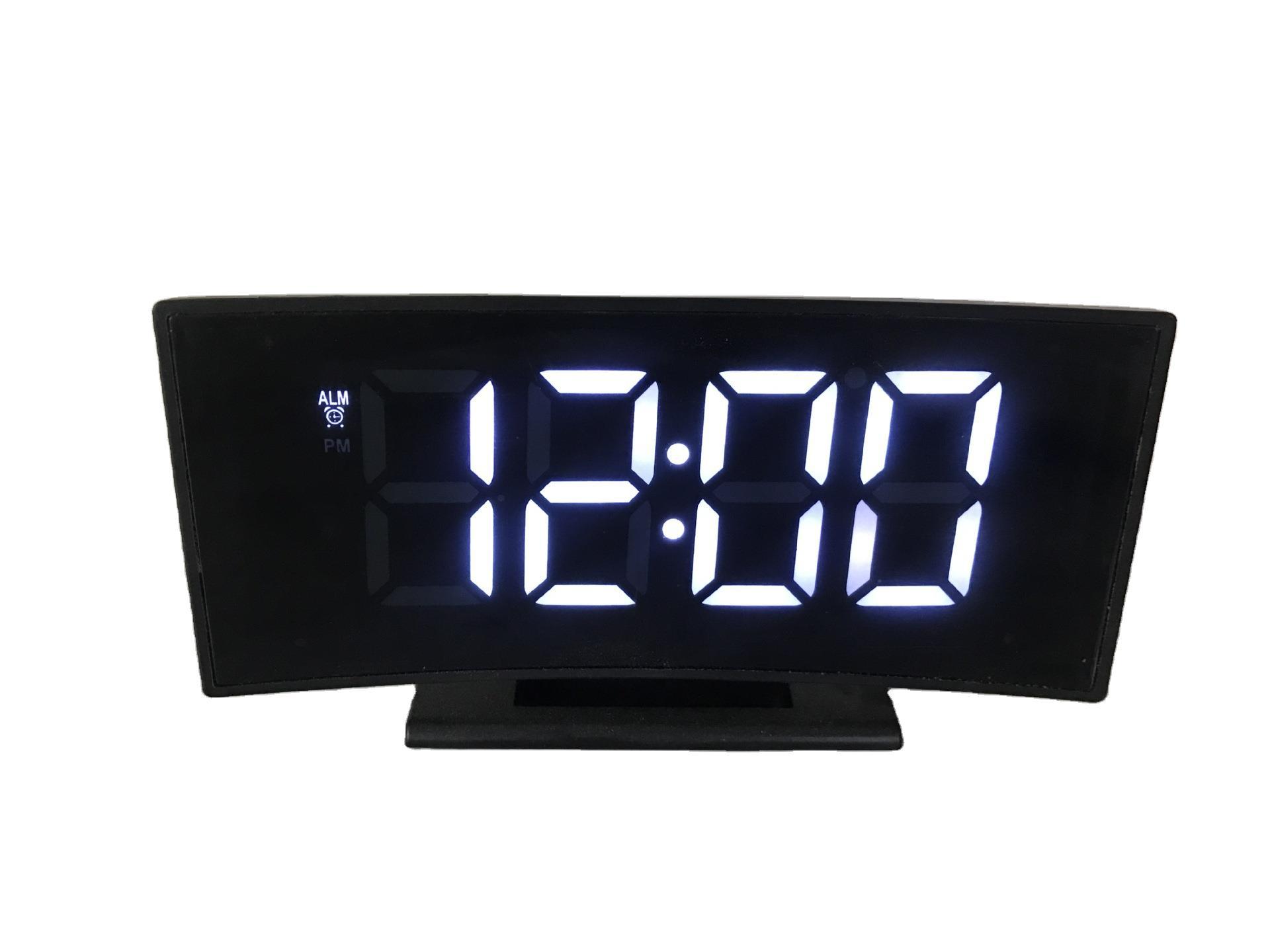 鏡面鐘曲面數字顯示屏電子貪睡鬧鐘創意兒童LED智能鐘DS-3621L