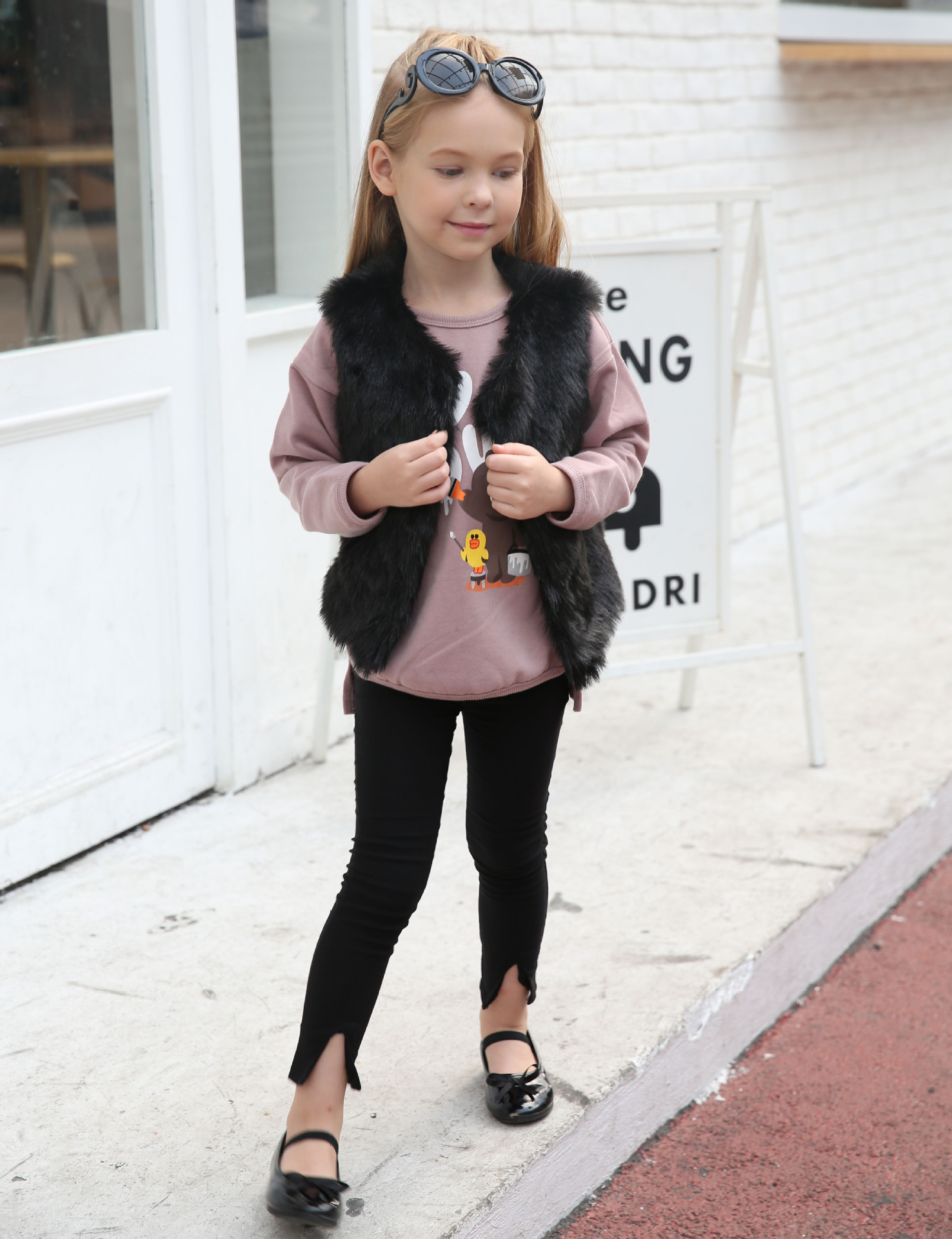 Autumn and winter children's warm fur vest baby fur boy and girl thick coat vest cotton vest