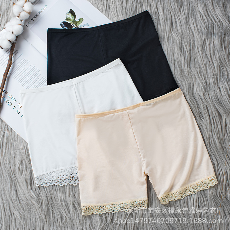 蕾丝安全裤防走光大码纯色短裤收腹提臀打底裤夏薄款女士内裤批发|ru