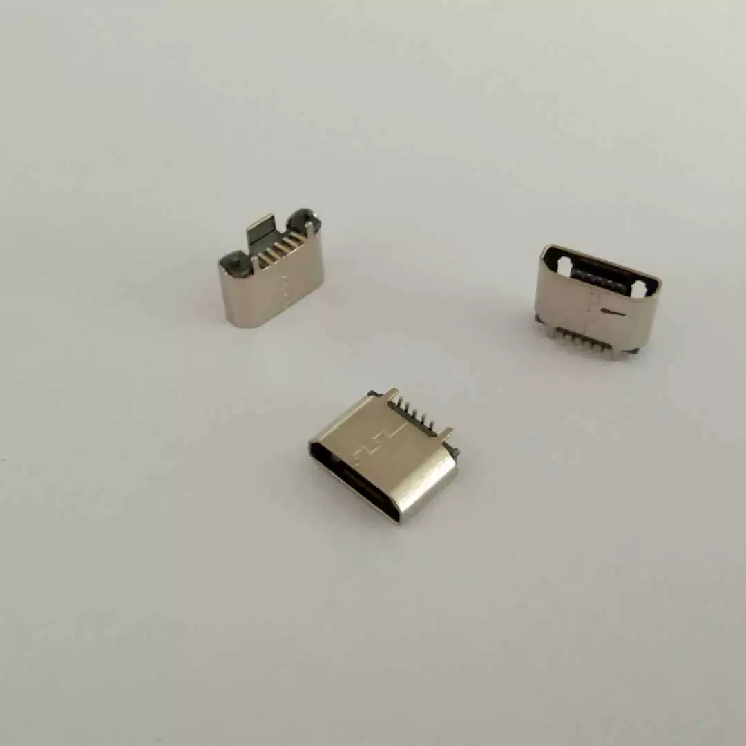 厂家供应USB插座 MICRO-5P立式贴片 H=5.0三脚 平口插座