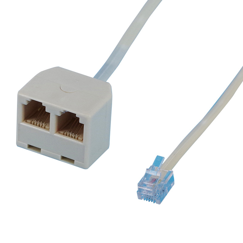 L102 6P4C RJ11电话接线盒 双孔电话连接盒 4芯电话线分线延长盒