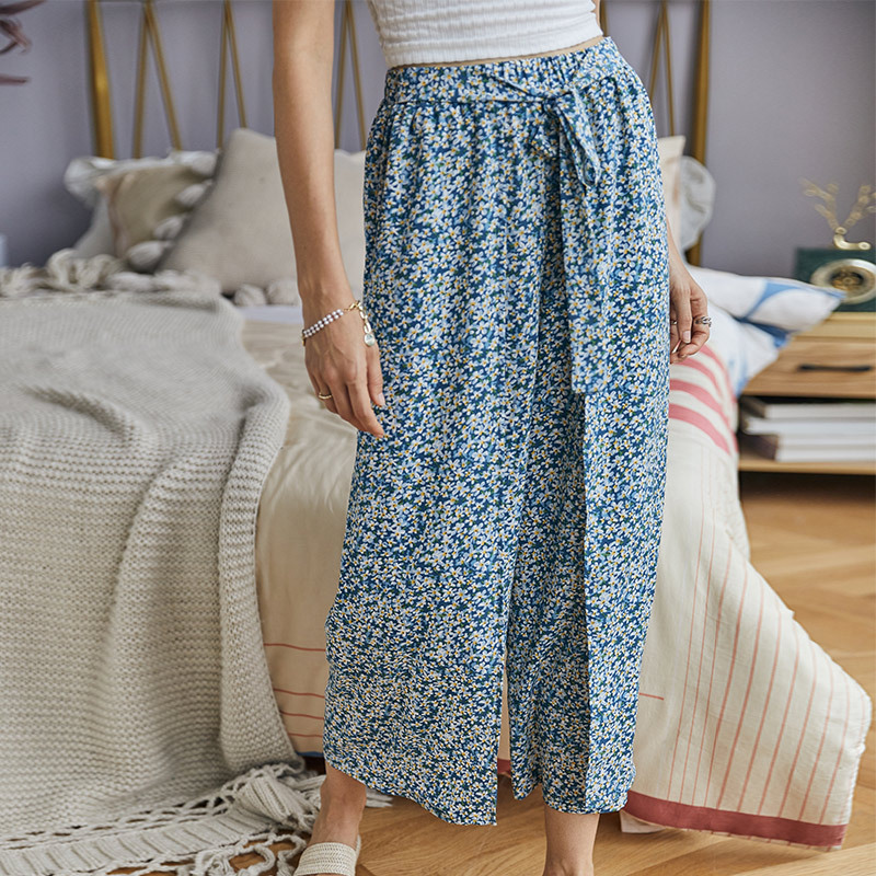 women's summer new ladies floral wide leg pants NSKA968