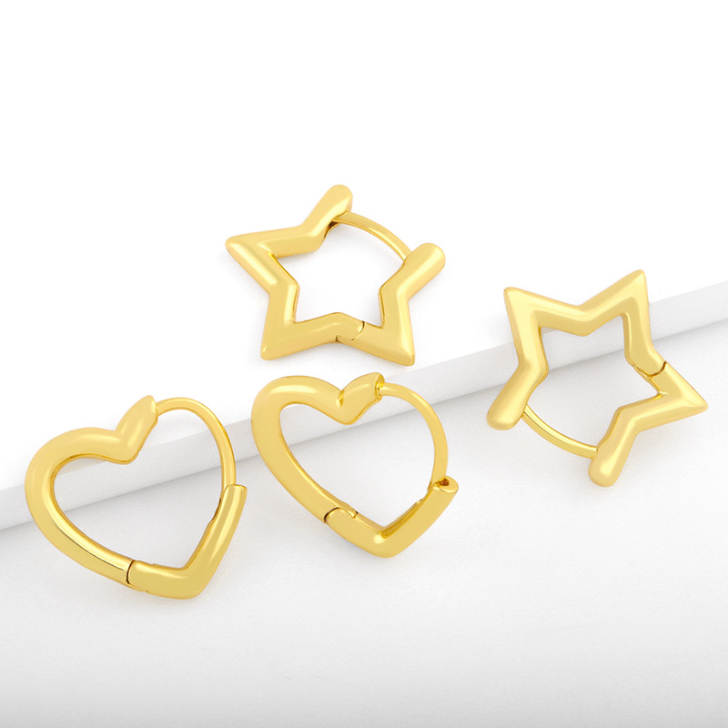 Korean Five-pointed Star Heart-shaped Earrings display picture 1