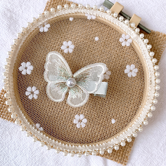 New Embroidery Three-dimensional Bow Hairpin Super Fairy Pearl Mesh Hairpin Bangs Clip Decorative Clip Girl Hair Accessories display picture 10