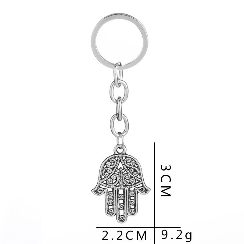 Fashion New Simple  Personality Retro Hollow Fatima Palm Personality Keychain Trendy Hundred Accessories display picture 2