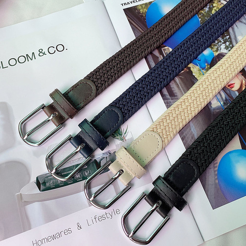 Belt for women with skirt military training braided decorative fine canvas simple belt for men Korean style simple matching trendy student