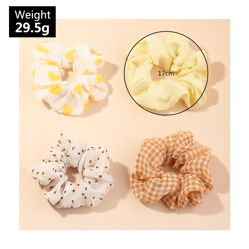 New Solid Color Love Hair Circle Polka Dot Plaid Large Intestine Circle Ball Head Wholesale display picture 1