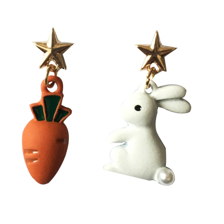 1 Pair Sweet Rabbit Carrot Stoving Varnish Alloy Drop Earrings display picture 8
