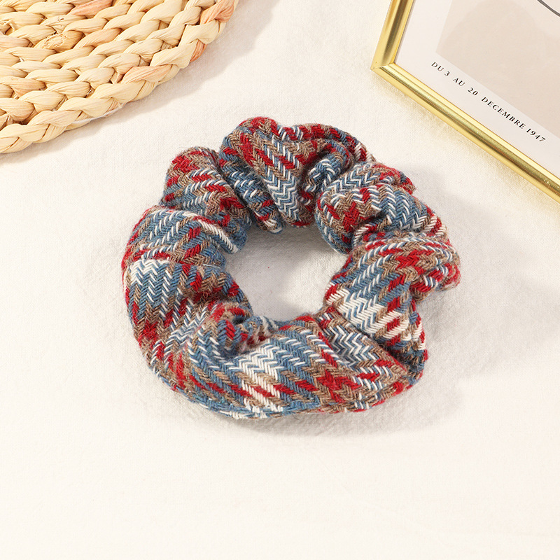 Blue Large Intestine Lattice Thick  Hair Scrunchies display picture 6