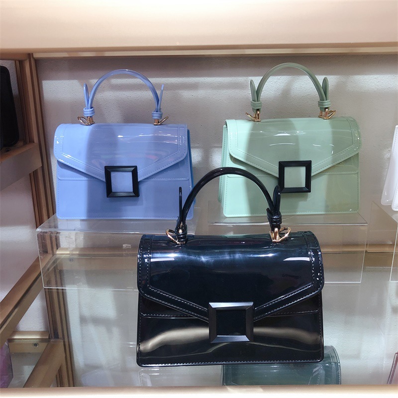 Clearance jelly bag, transparent pvc women's bag, gradient color small square bag, handbag, single-shoulder crossbody women's bag in stock undefined