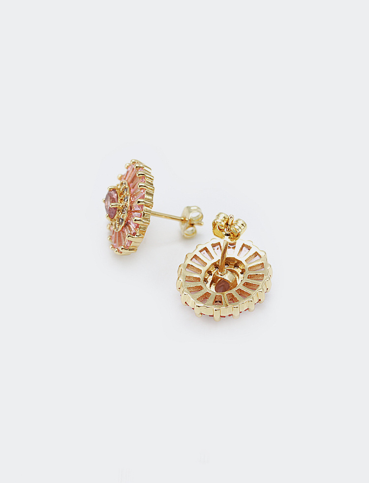 Wholesale Gold-plated Colorful Zircon Earrings display picture 3