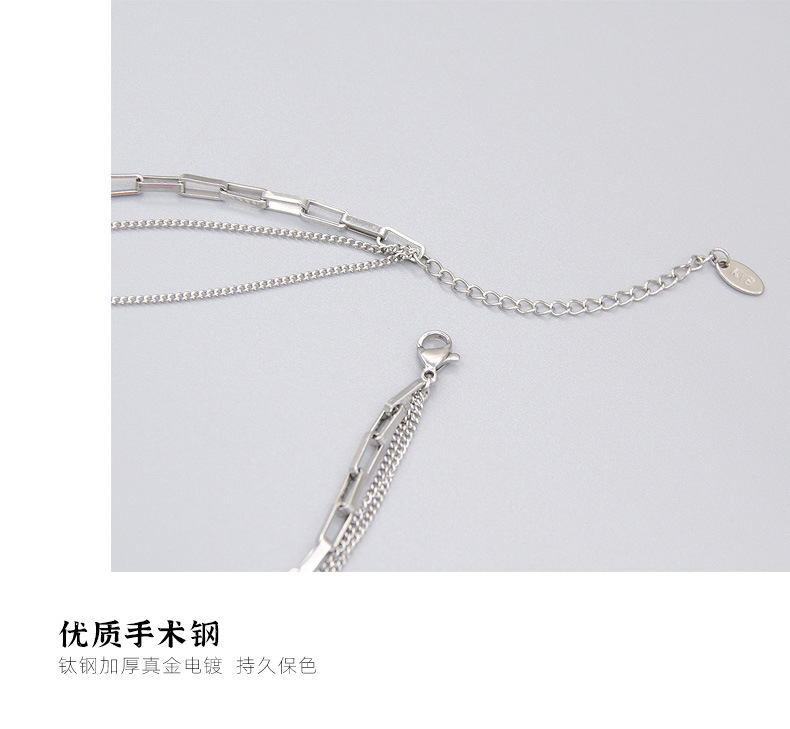 New Multi-layered Titanium Steel Necklace display picture 3