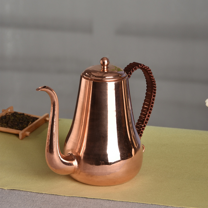 Factory supply pure copper pot thin-mouthed pot pure handmade thickened hand coffee pot copper kitchen oil pot boutique