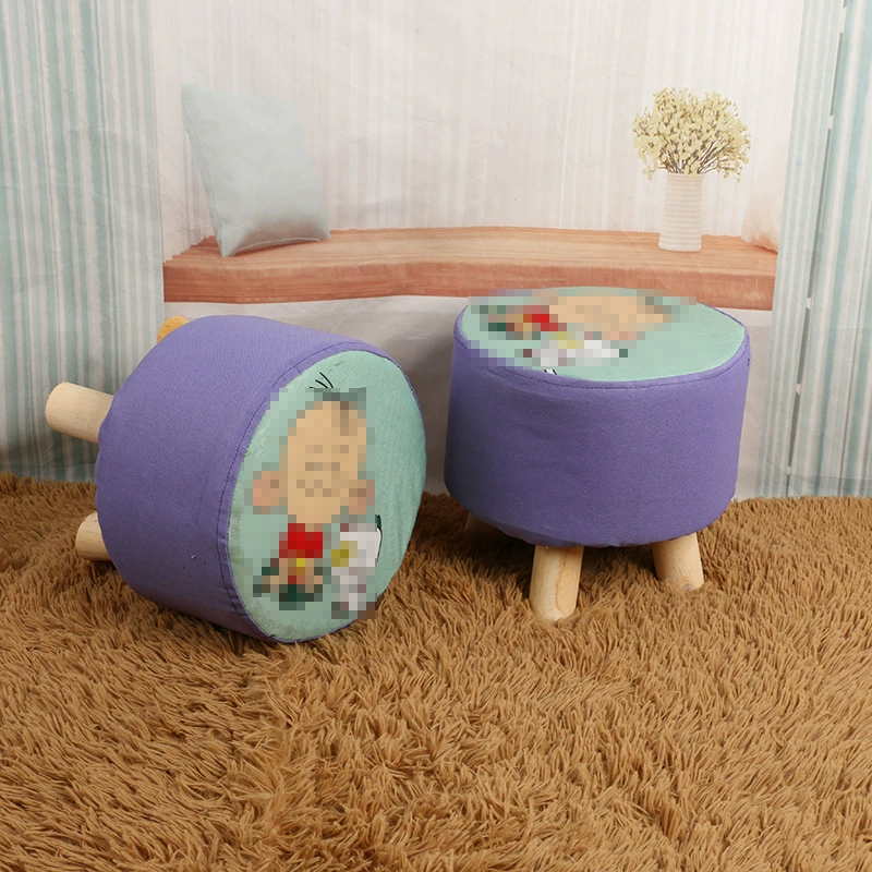 Оптовый Деревянный обувной магазин Табурет для смены обуви Детский мультяшный тканевый табурет для тестирования обуви Активность Подарочный диван-табурет