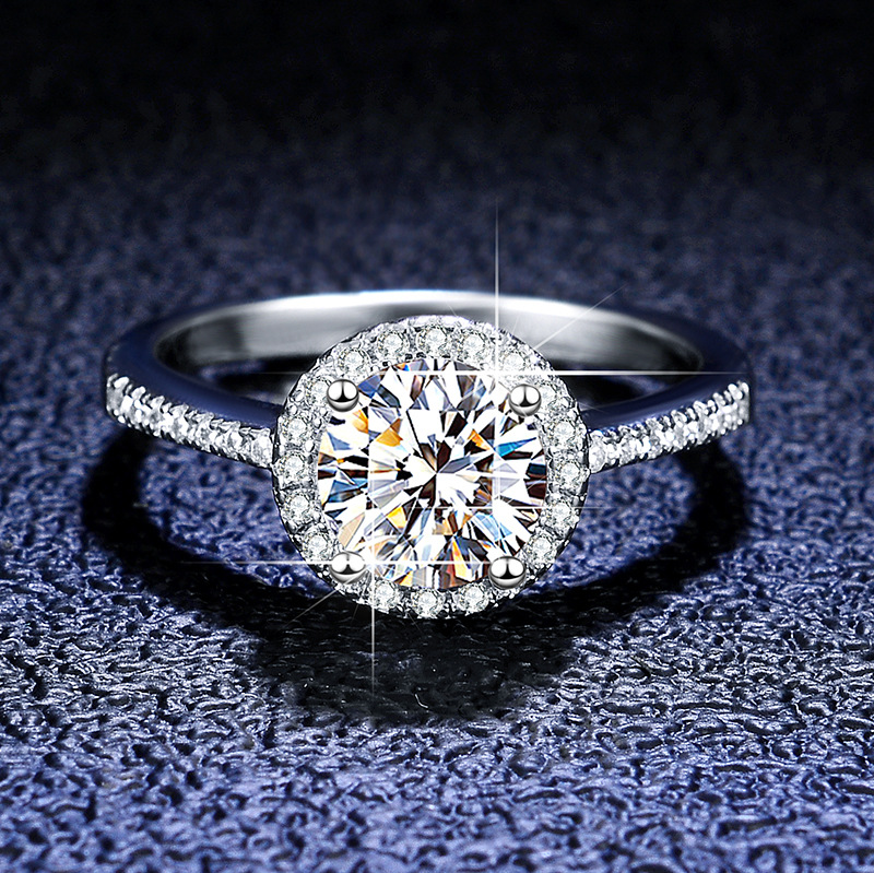 25g Weight Moissanite Inlay Material Rings Classification 1 Piece Quantity 925 Sterling Silver Moissanite Round Rings