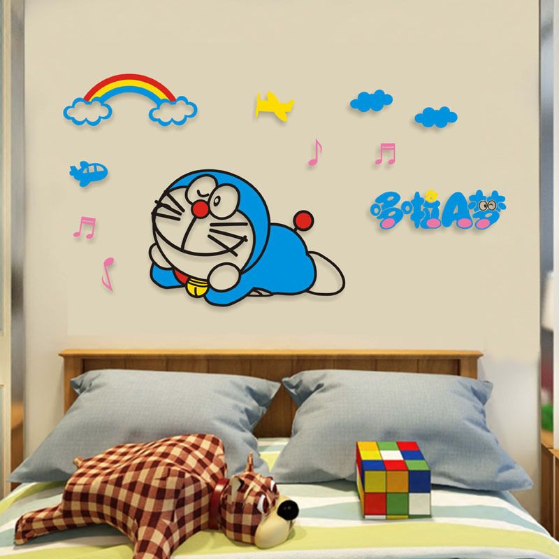 卡通动漫趴着猫墙贴画卧室3d立体亚克力幼儿园儿童房床头背景墙贴