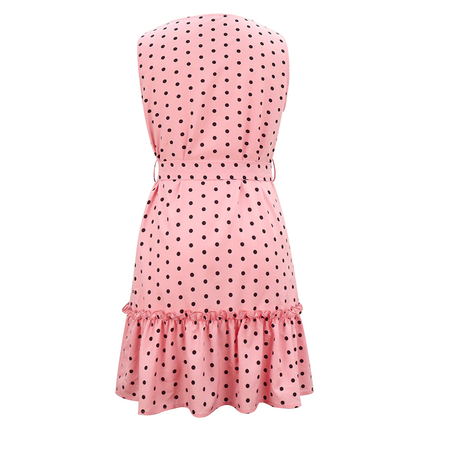  new V-neck polka dot casual tie sleeveless dress NSAL2132