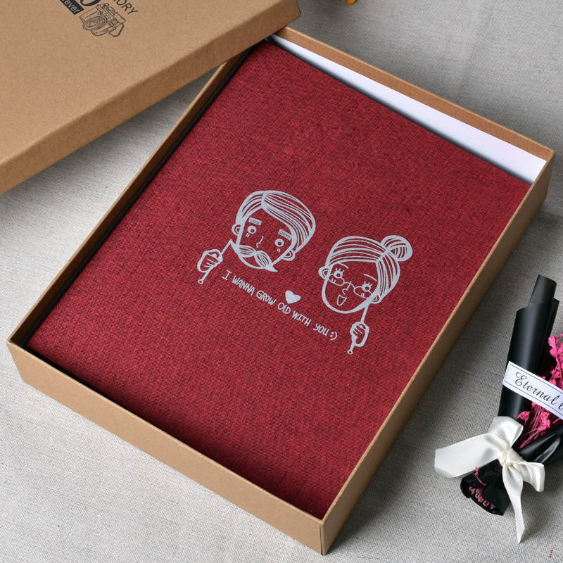 麻布文藝風diy相冊手工自制生日禮物活頁筆記本旅行情侶紀念冊