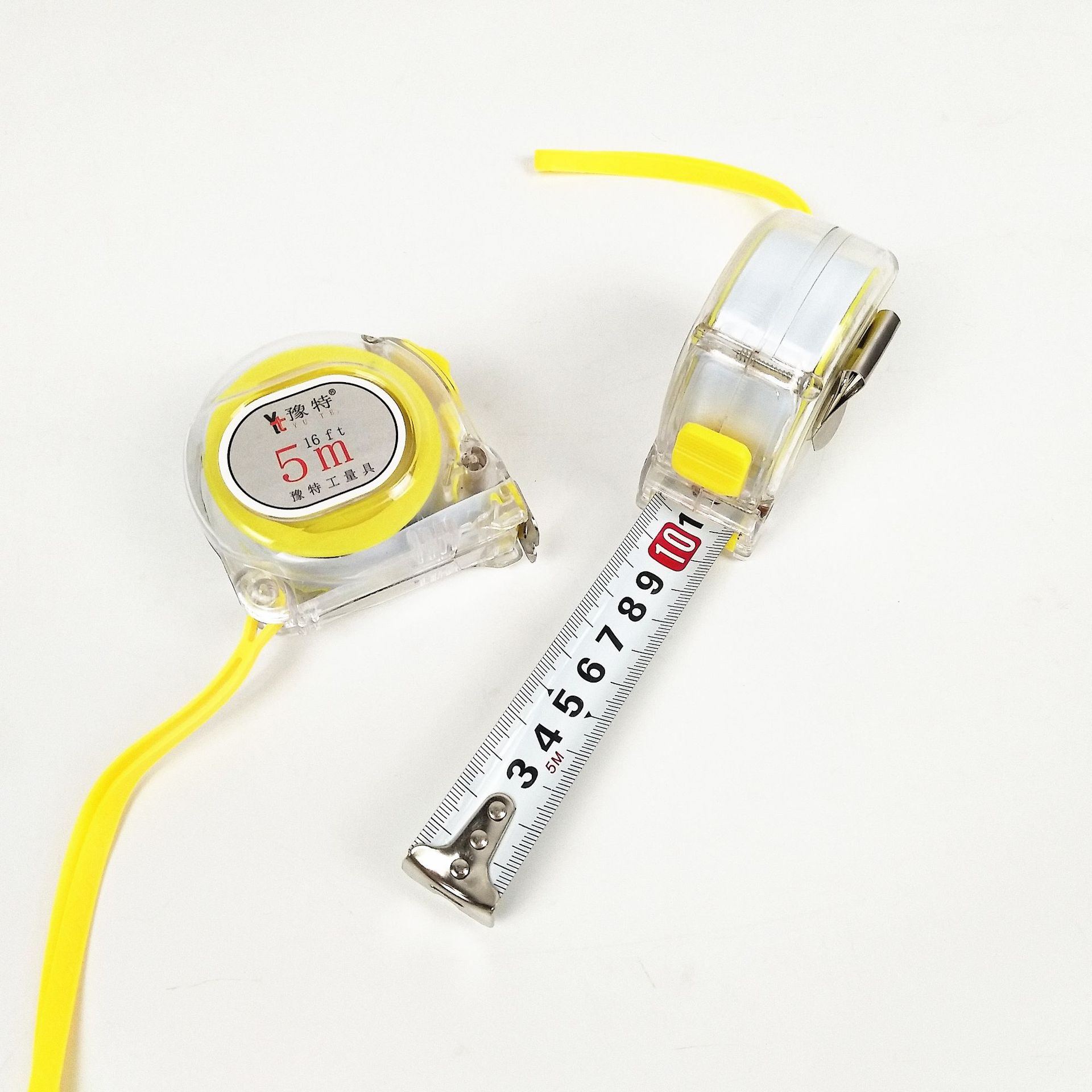 厂家批发卷尺耐磨防摔不锈钢3米5米7.5米10米钢卷尺白透明 盒尺