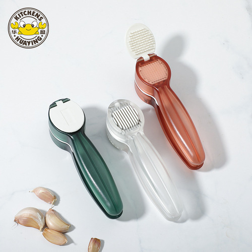 Huaying's new multi-functional two-in-one garlic press household garlic pounder creative garlic pressing and slicing gadget