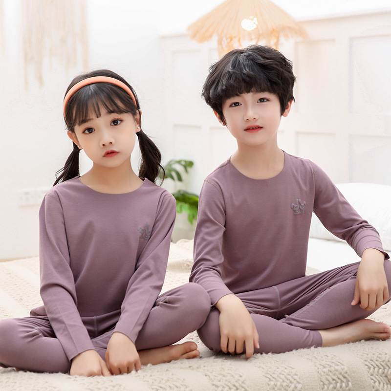 (2개) 어린이 추적없는 속옷 세트 소년 가을 옷 바지  소년과 소녀 중소 규모 어린이 소녀 가을 및 겨울 잠옷