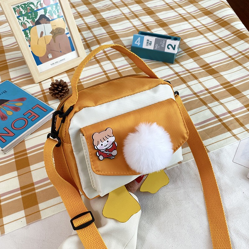 Creative and personalized duck-butted single-shoulder small square bag for women 2021 cross-border bag canvas mobile phone coin purse undefined