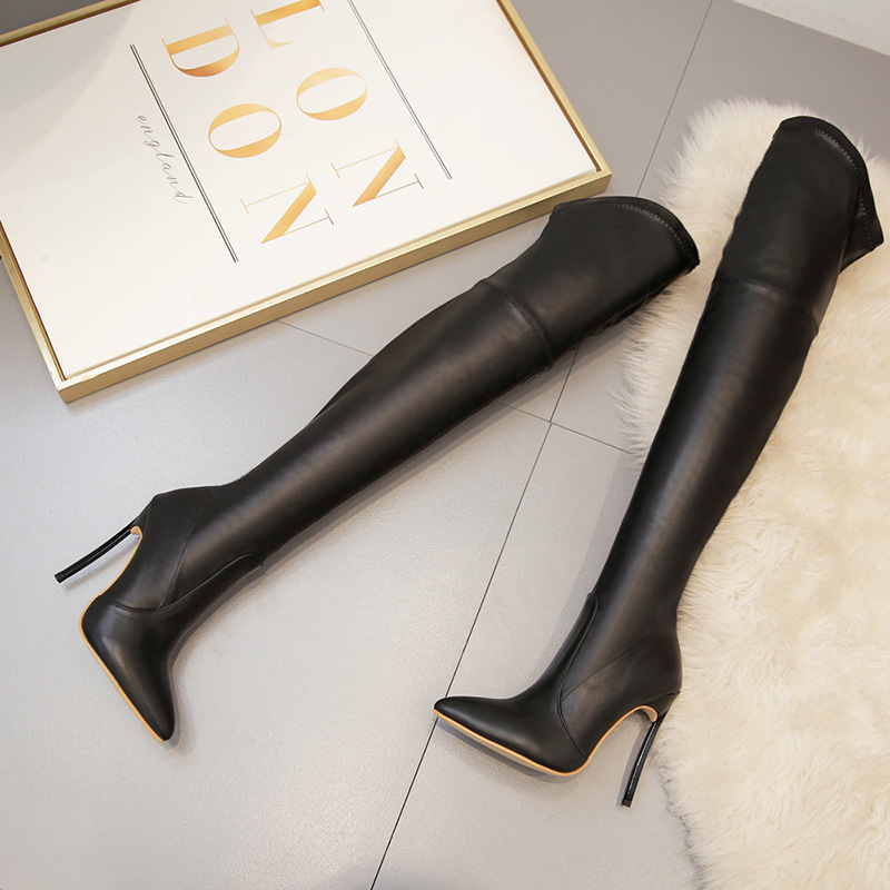 Women's boots 2020 AliExpress European and American boots over the knee sexy stiletto high heel versatile slimming women's yxb226 leather surface