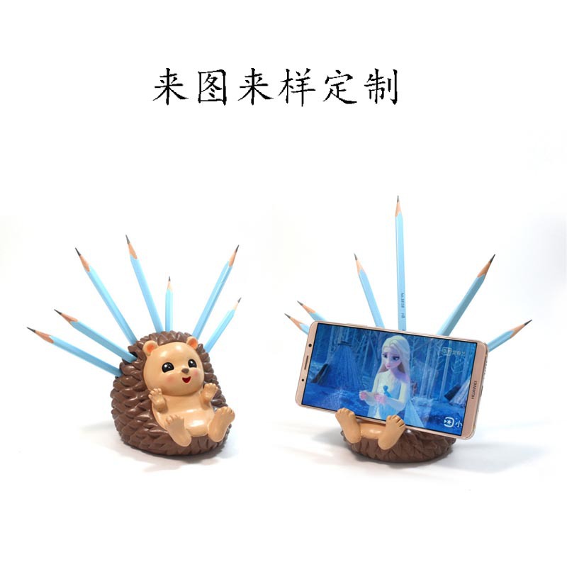 廠家定制樹脂筆筒手機支架多功能擺件 桌面辦公裝飾品 可來圖定制