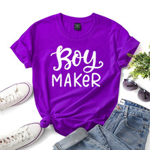 欧美女装外贸ebay wish亚马逊 boy maker纯棉舒适字母短袖女T恤