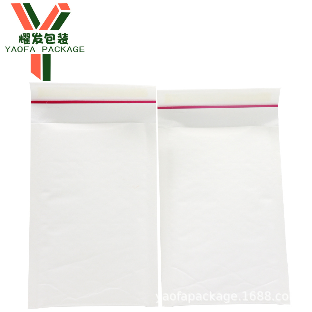 外贸制作白色牛皮纸气泡信封快递袋带易撕条手机壳服装鞋帽气泡