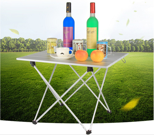 Outdoor aluminum alloy folding table camping lightweight portable picnic barbecue table simple large table camping aluminum plate table