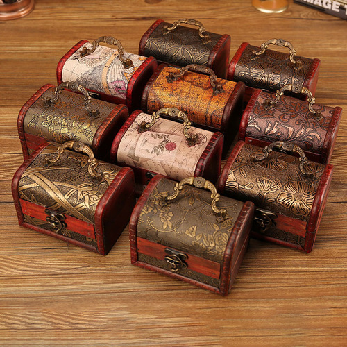 Wooden crystal packaging box hot selling antique retro wooden box green stone Yuan Datou storage box wedding candy box wholesale