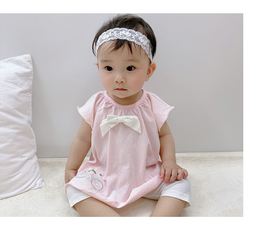 Qile Rabbit Sommer Baby Kleidung Mädchen Kurz Ärmel Ige Koreanische Version Lose Top Damen Stil Besticktes Baby T-shirt display picture 11