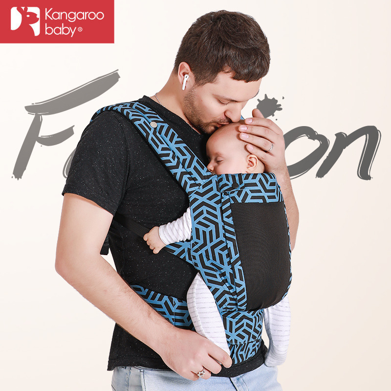 Mochila portabebé tipo canguro, correa geométrica, adecuada para todas las edades, portátil y disponible para exportación.