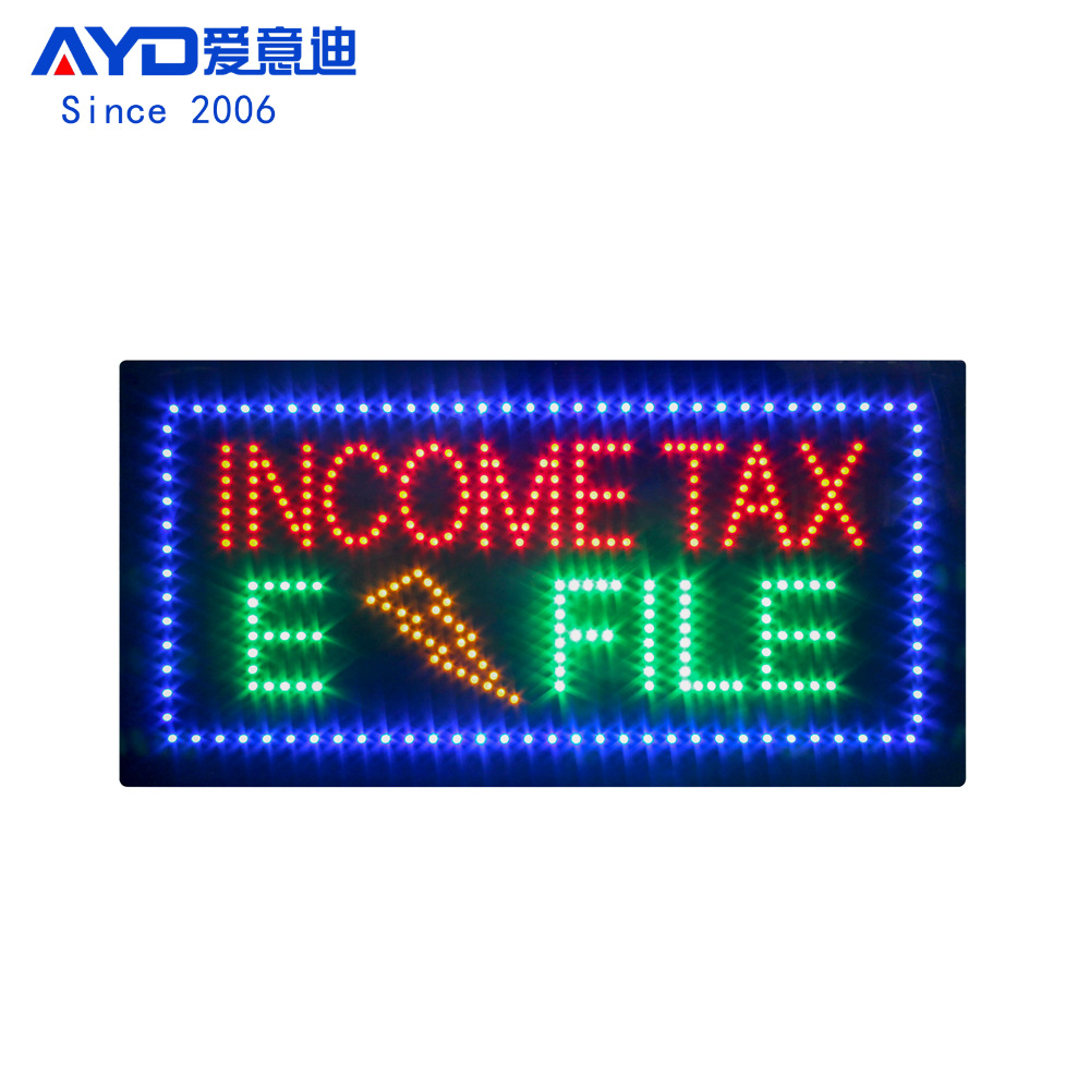 定制LED广告牌橱窗标识牌 LED INCOME TAX EFILE SIGN 30x60cm