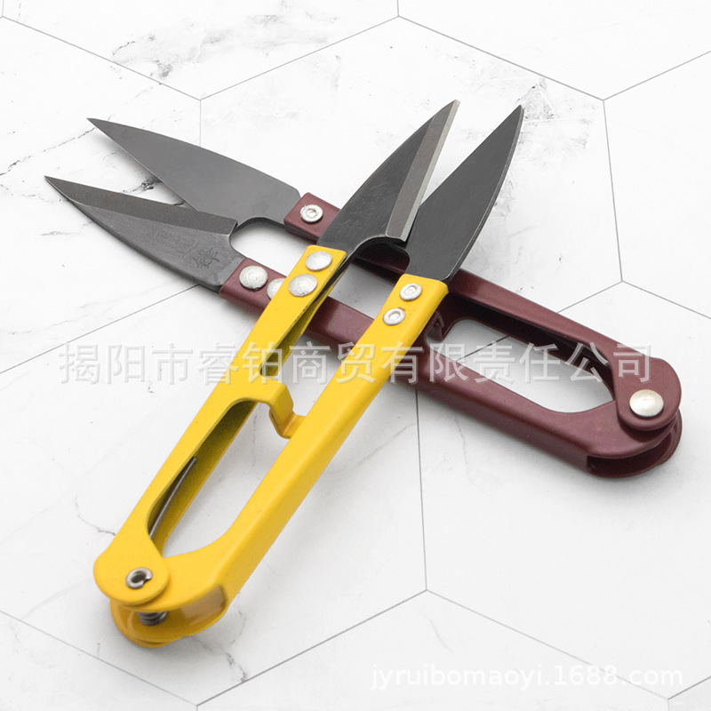 弹簧纱剪裁缝剪线头U型剪鱼线剪刀家用十字绣剪刀义乌小百货批发