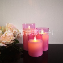 LED粉色玻璃杯烛台 大爱少女心蜡烛浪漫情人婚礼告白氛围装饰