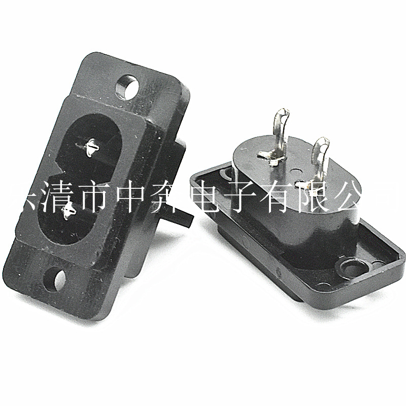 带固定孔8字插座 小8字插座 AC电源插座 AC-004 空心针 8字插座