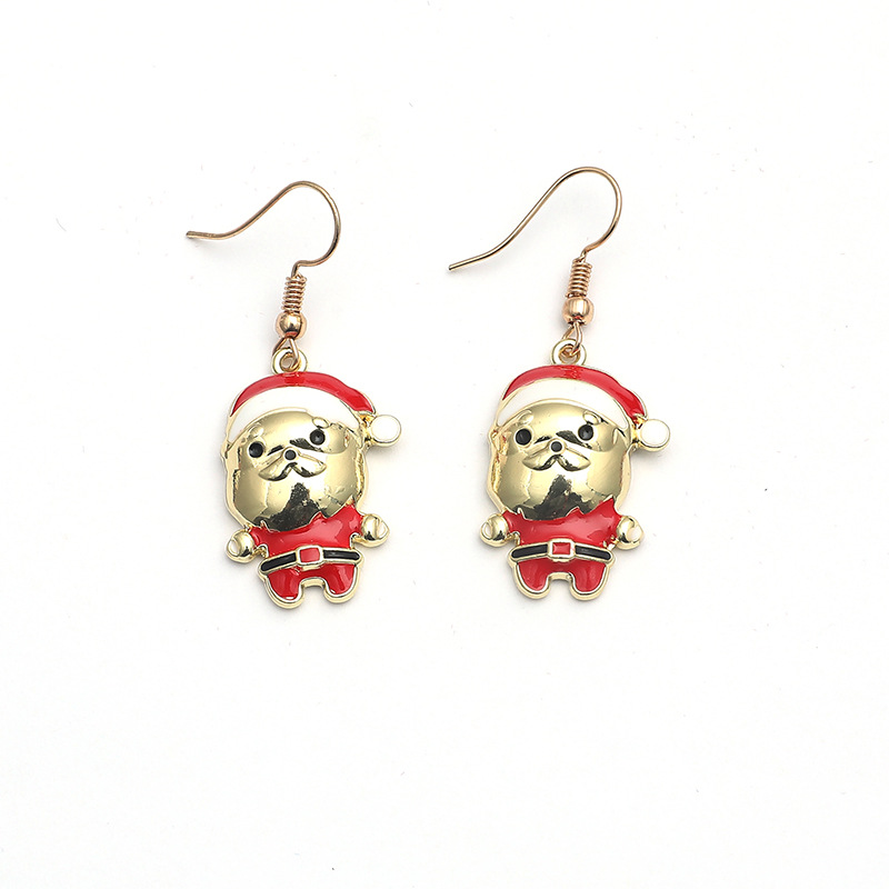 Retro Simple Santa Starfish  Snowman Christmas Earrings display picture 2