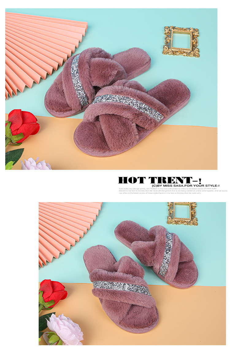 fashion non-slip flat bottom cotton slippers   NSPE35034