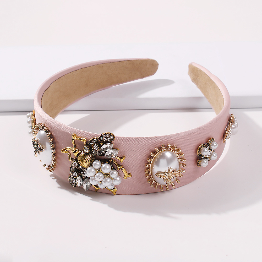 Fashion Bee Pearl Wide-edge Diamond Headband For Women Wholesale display picture 8