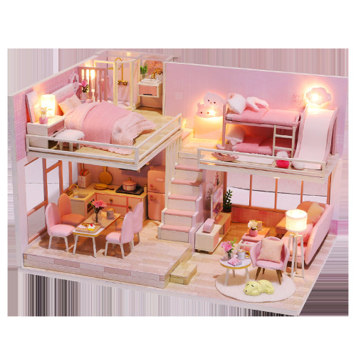 DIY small house factory wholesale M-031 pink and purple sweet heart holiday gift intelligent toy building handmade model
