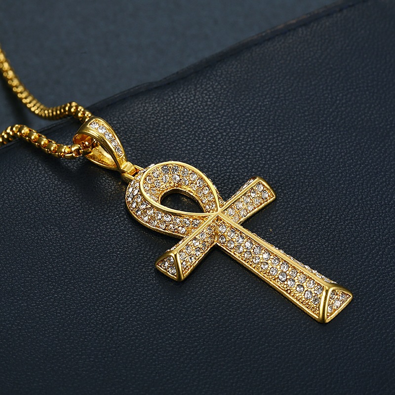 Holiday Occasion Stainless Steel Material Hip-hop Cross Stainless Steel Inlay Artificial Diamond Unisex Charms Necklace