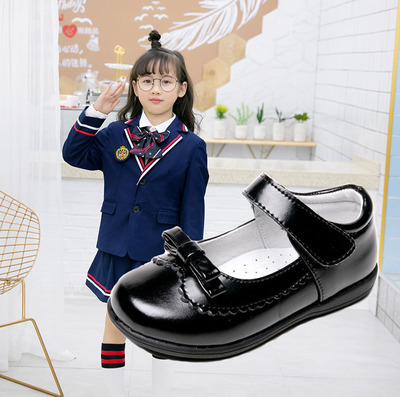 new pattern CUHK Campus bow black Velcro princess perform Spring and autumn payment Single shoes Etiquette Embroidered shoes